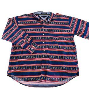 Vintage‎ Tommy Hilfiger Mens XL Button-Up Shirt 100% Cotton Colorful Stripes